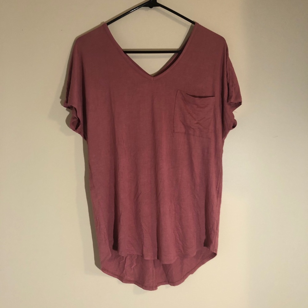 Pink Rose V Neck Top